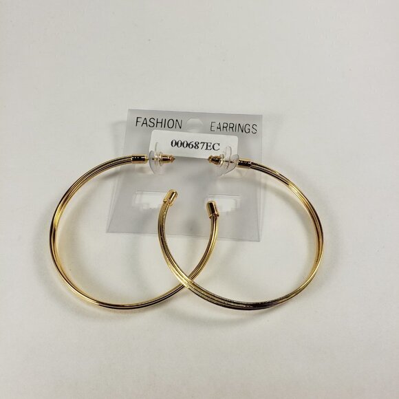 Women's Polished Gold tone Half Hoop Earrings - Picture 5 of 8